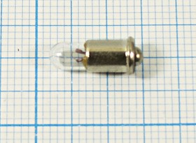 Лампа накаливания, напряжение 2.5 В, цоколь SM 5s/8, мощность 0.75 Вт, 300 мА, 4x13 мм, ЛН, 6.5 лм