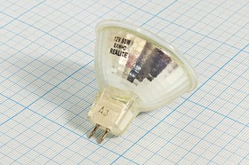 Фото 1/3 Лампа накаливания, напряжение 12.0 В, цоколь GU 5.3, мощность 50 Вт, 50x38 мм, рефлекторная, MR16 ,желтый