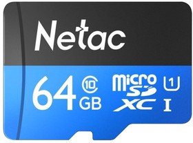 Фото 1/10 Флеш карта microSDXC 64GB Netac NT02P500STN-064G-R P500 + adapter
