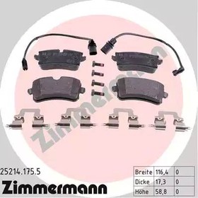 25214.175.5, 25214.175.5_колодки дисковые !задн. 116x60x18 \ Audi A6/A7/A8 2.0TFSi-6.3/2.0TDi-4.2TDi 09