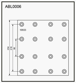 ABL0006, Накладка тормозной колодки SCANIA (413x254) стандарт 64 отв. 6.65x18 / 93280 (4шт.) ALLIED NIPPON