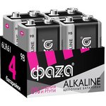Элемент питания алкалиновый "крона" 6LR61 9В Alkaline Pack-4 (уп.4шт) ФАZА 5030602
