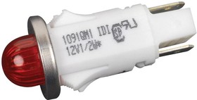 Фото 1/3 1091QM1-12V, Светодиодный индикатор в панель, Красный, 12 В, 12.7 мм