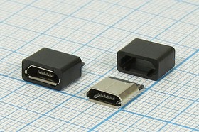 Фото 1/3 Гнездо micro USB 3.0, 5 контактов, на кабель, с кожухом; №10021 гн microUSB \B\5C\каб\\\microUSB B-5FP\кожух