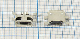 Гнездо micro USB, Тип B, угловое, 5 контактов, SMD на плату; №11013 гн microUSB \B\5C4HP\плат\угл\ SMD\microUSBB5SAD2