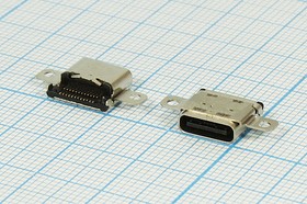 Фото 1/2 Разъем microUSB розетка, тип C 3.1, контакты 12Cx2-2HP, на плату, USB C-3.1SAD3