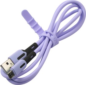 Фото 1/4 Дата-Кабель USAMS-SJ432 USB - micro USB с индикатором (1 м) силиконовый, фиолетовый (SJ432USB04)