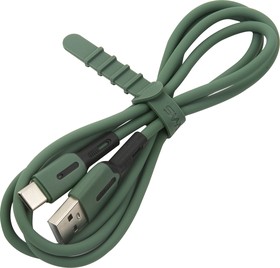 Фото 1/4 Дата-Кабель USAMS-SJ433 USB - Type-C с индикатором (1 м) силиконовый, темно-зеленый (SJ433USB02)