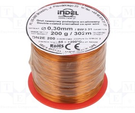 DN2E0,30-200G, Coil wire; double coated enamelled; 0.3mm; 0.2kg; -65?200°C