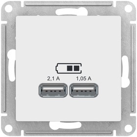 Фото 1/3 AtlasDesign Лотос USB Розетка A+A, 5В/2,1 А, 2х5В/1,05 А, механизм