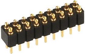 813-S1-012-10-014101, Straight Through Hole Spring Loaded Connector, 12 Contact(s), 2.54mm Pitch, 2 Row(s), Shrouded