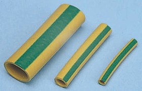 Фото 1/2 02010005060, Expandable Neoprene/Chloroprene Green, Yellow Cable Sleeve, 5mm Diameter, 25mm Length, Plio-Super Series