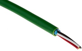 Фото 1/4 YE00820.00100, Multicore Industrial Cable, 0.5 mm², 4 Cores, 20 AWG, Screened, 100m, Green Sheath