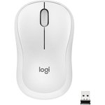 Мышь Logitech Silent M221, оптическая, беспроводная, USB, белый [910-006090]