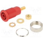 4 mm panel socket, threaded bolt, mounting Ø 12.1 mm, CAT III, CAT IV, red ...