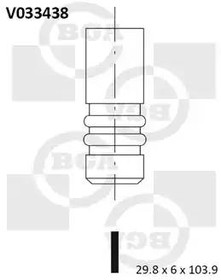 Фото 1/2 V033438, Клапан двигателя выпускной AUDI A4, A6 / VW PASSAT 1.8 20V 94- (29.8x6.0x103.9)