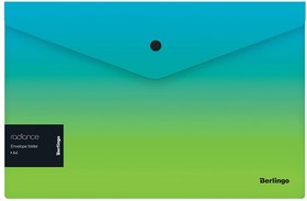 Папка-конверт Radiance на кнопке, 180 мкм, голубой/зеленый градиент, с рисунком EFb_A4003