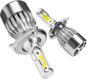 Фото 1/5 Светодиодные лампы LED для авто C6 H4 18Вт 12В лампочки для автомобилей в фары ДХО птф лед , комплект 2шт C6-H4