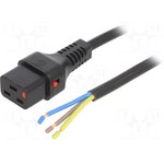 IEC-PC1173, Кабель, IEC C19 "мама", провода, 1м, с замком IEC Lock, черный