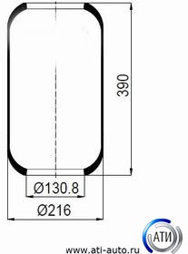 RL9055, Рессора пневматическая РК оболочка, 390x210 - ?131, Iveco Bus/Scania Bus без стакана,