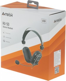 Фото 1/9 Наушники с микрофоном A4Tech HU-50 черный 2м накладные USB оголовье