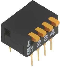 Фото 1/3 A6DR-4100, DIP Switches / SIP Switches 4 PIN SEALD SIDE ACT