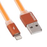 USB Дата-кабель REMAX для Apple 8 pin плоский с золотым коннектором оранжевый
