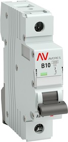 Фото 1/5 Автоматический выключатель AVERES AV-10, 1P, 10A, 10kA mcb10-1-10B-av
