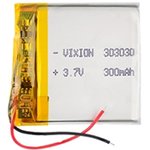 Аккумулятор универсальный Vixion 3x30x30 мм 3.8V 300mAh Li-Pol (2 pin)
