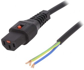 Фото 1/2 IEC-PC1175, Кабель, IEC C19 "мама", провода, 3м, с замком IEC Lock, черный