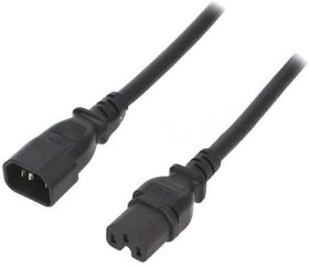 SN28-3/14/1.8BK, Кабель, IEC C14 "папа", IEC C15 "мама", 1,8м, черный, ПВХ, 3x14AWG