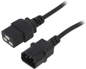 Фото 1/2 Power cord, Europe, C14-plug, straight on C19 jack, straight, black, 1.8 m