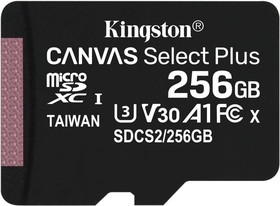 Фото 1/9 Флеш карта microSDXC 256GB Kingston SDCS2/256GBSP Canvas Select Plus w/o adapter