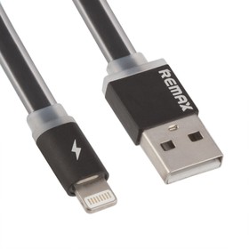 Фото 1/2 USB Дата-кабель REMAX для Apple 8 pin плоский с золотым коннектором 1 м. черный