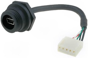 Фото 1/4 USB 2.0 Adapter cable, mini USB plug type B to crimp connector 5 pole, 108 mm, black