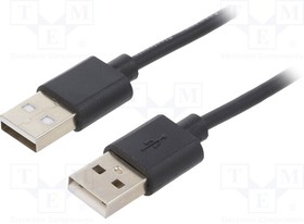 Фото 1/2 AK-300100-030-S, Cable; USB 2.0; USB A plug,both sides; nickel plated; 3m; black
