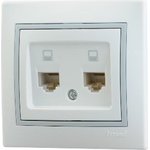 Мира Розетка RJ 45x2 белый с вст сер 701-0215-141