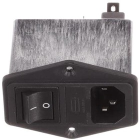 FN284B-10-06, AC Power Entry Modules IEC Inlet Filter Switch & Dual Fuse 250VAC, 10A,  5uA, Flange Mounting Left/Right