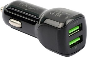 Фото 1/3 Автомобильная зарядка VIXION U10m 2xUSB, 2.1A с кабелем micro USB 1м (черный)