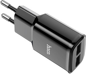 Фото 1/3 Блок питания (сетевой адаптер) HOCO C88A Star round 2xUSB, 2.4A с кабелем micro USB (1м) (черный)