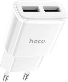 Фото 1/3 Блок питания (сетевой адаптер) HOCO C88A Star round 2xUSB, 2.4A с кабелем Type-C (1м) (белый)