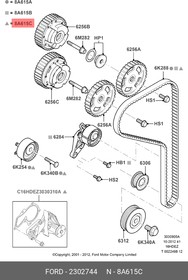 Фото 1/4 Ремкомплект ГРМ (ремень, ролик, помпа) 2 302 744 FORD 2302744