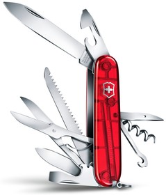 Фото 1/3 Нож перочинный Victorinox Huntsman (1.3713.T) 91мм 15функц. красный полупрозрачный карт.коробка