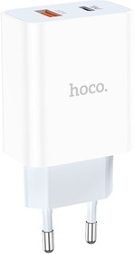 Фото 1/4 Зарядное устройство HOCO C97A 1xUSB QC3.0, 1xUSB-С PD20W (белый)