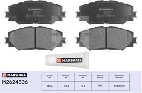 M2624336, Колодки тормозные Toyota Corolla (E150,E180) 06-, Auris 07-, RAV 4 06- передние (Akebono) Marshall