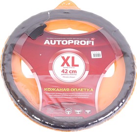 Фото 1/2 AP-396 BK (XL), Оплетка руля (XL) 41-43см кожа натуральная AUTOPROFI