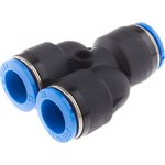 QSY-12, QSY Series Y Tube-to-Tube Adaptor, Push In 12 mm to Push In 12 mm ...