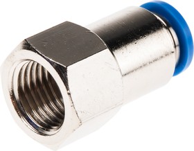 Фото 1/4 QSF-1/4-8-B, QS Series Straight Threaded Adaptor, G 1/4 Female to Push In 8 mm, Threaded-to-Tube Connection Style, 153026