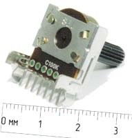 Фото 1/6 Резистор переменный поворотный 50 кОм, линейная A, длина 16мм, вал 6x23.5, F-166K; №4637_A РПвр 50кx2\A\16мм\ Y6x23,5\F-166K\