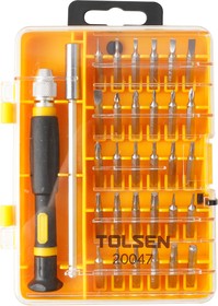 TT20047s, TOLSEN Набор вставок (бит) 4 мм, PH, PZ, Hex, Torx, Slotted, прецизионных, 32 предмета